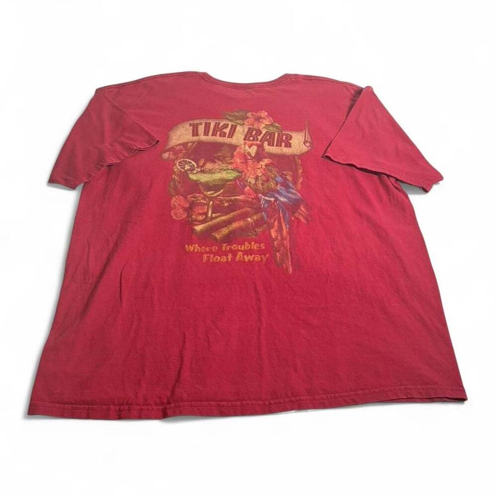 St. Johns Bay Tiki Bar Hawaiian Red Casual Where Troubles Float Away Men's XL